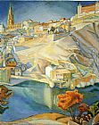 Diego Rivera Canvas Paintings - View of Toledo